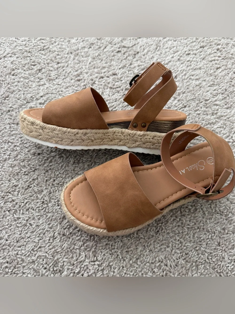 Womens Tan Espadrille Ankle-Strap Platform Sandals